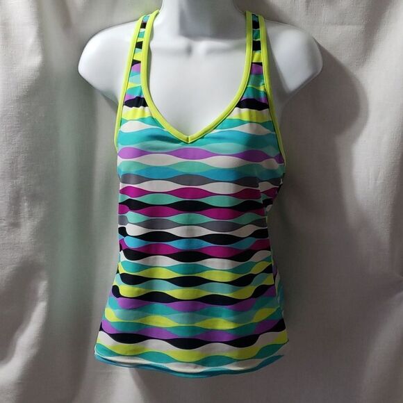 Vibrant Tankini. Lined with Built-in in Cups.Nylon, Spandex & Polyester Size 10 - Picture 1 of 9